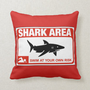 Shark Area, Sign, New York, US Throw Pillow
