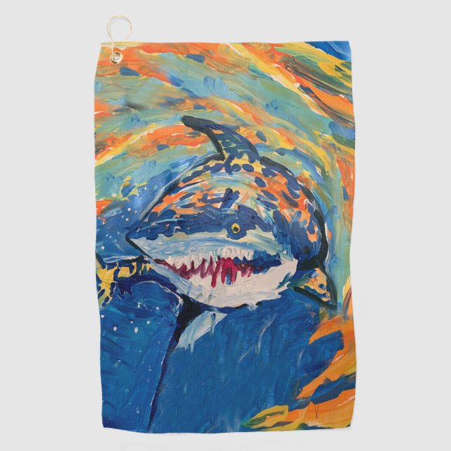 Shark "Art by Kids" Golf Towel (Front)