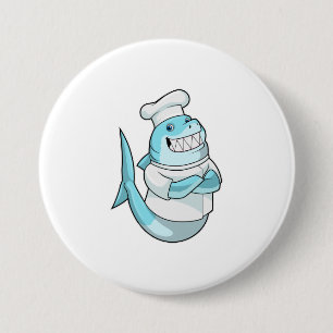 Shark as Chef with Cooking apron 3 Inch Round Button