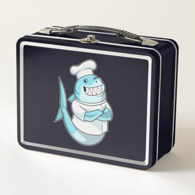 Shark as Chef with Cooking apron Metal Lunch Box (Front)