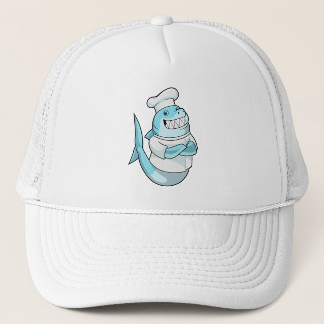 Shark as Chef with Cooking apron Trucker Hat (Front)