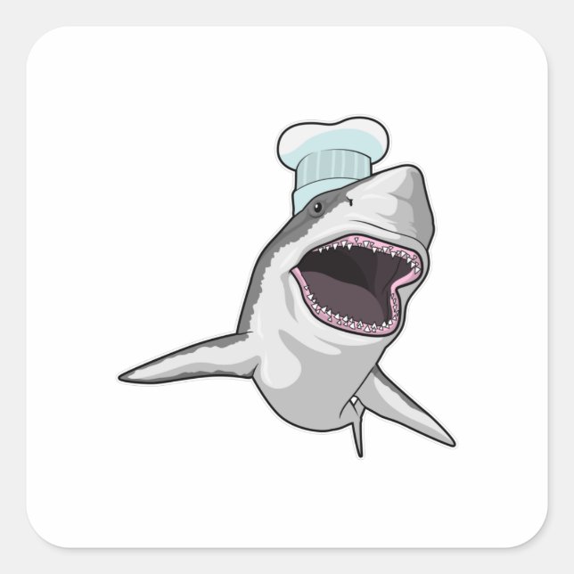 Shark as Cook with Chef hat Square Sticker (Front)