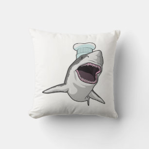 Shark as Cook with Chef hat Throw Pillow