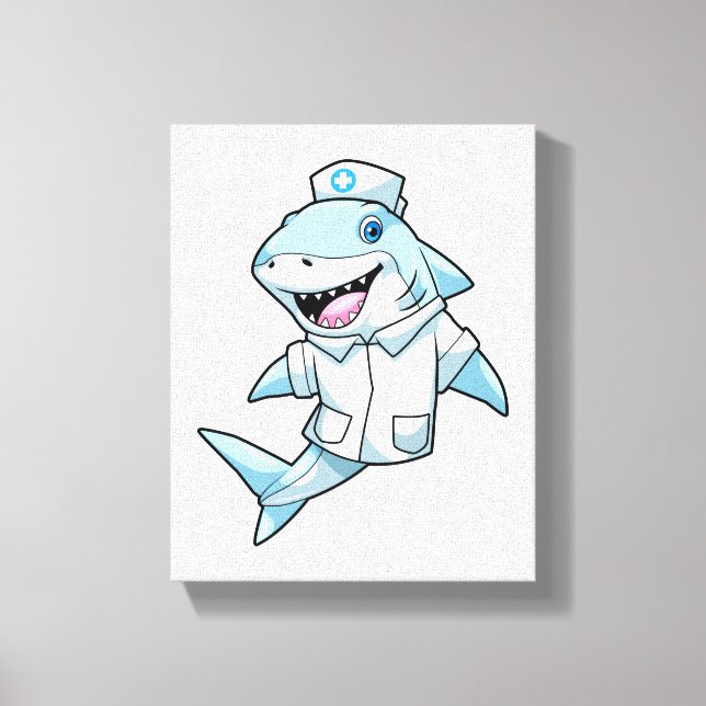 Shark as Nurse with Coat Canvas Print (Front)