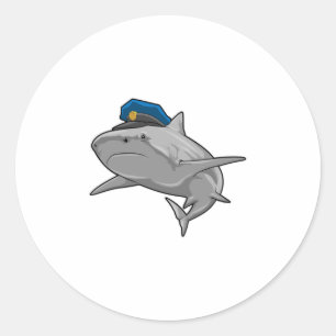 Shark as Police officer Police Classic Round Sticker