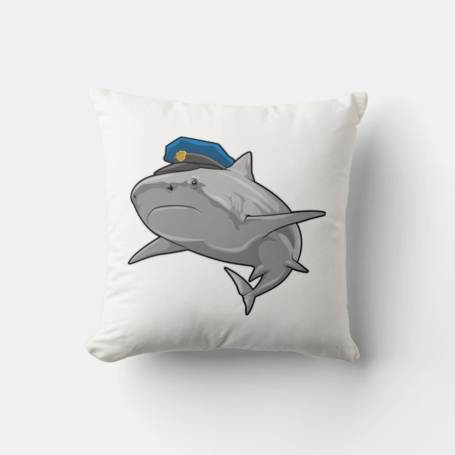 Shark as Police officer Police Throw Pillow (Front)