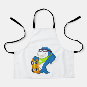 Shark as Skater with Skateboard Apron