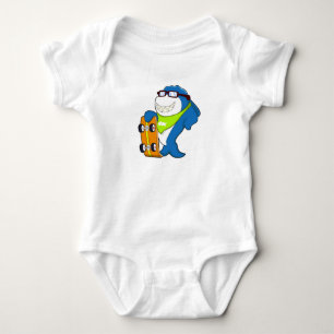 Shark as Skater with Skateboard Baby Bodysuit