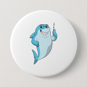 Shark as Teacher with Pointer 3 Inch Round Button