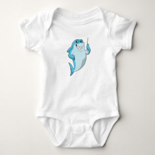 Shark as Teacher with Pointer Baby Bodysuit