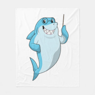 Shark as Teacher with Pointer Fleece Blanket