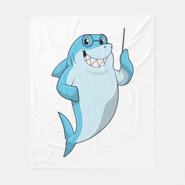 Shark as Teacher with Pointer Fleece Blanket (Front)
