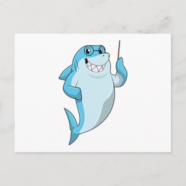 Shark as Teacher with Pointer Postcard (Front)