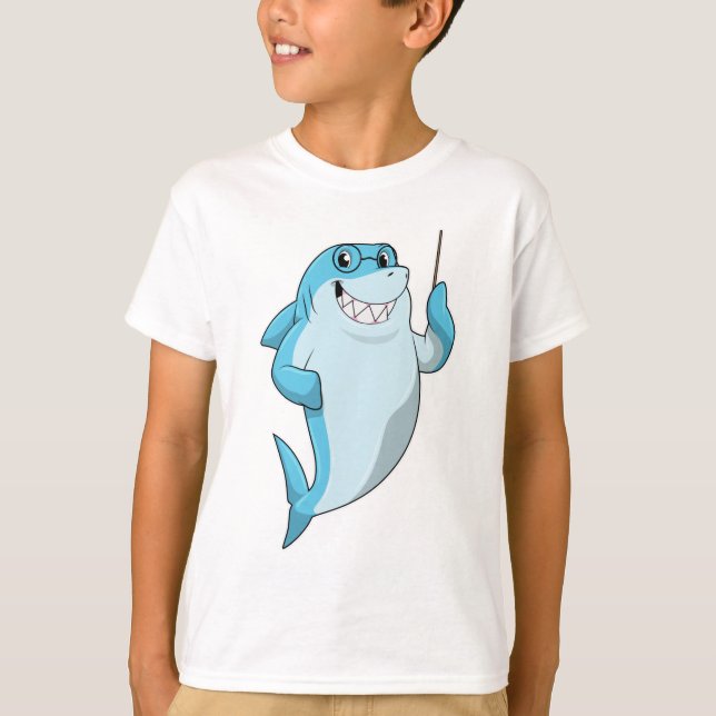 Shark as Teacher with Pointer T-Shirt (Front)