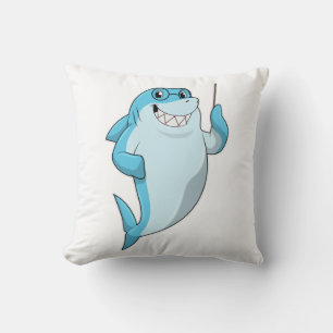 Shark as Teacher with Pointer Throw Pillow