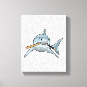 Shark at Baseball with Baseball bat Canvas Print