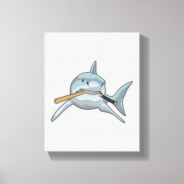 Shark at Baseball with Baseball bat Canvas Print (Front)