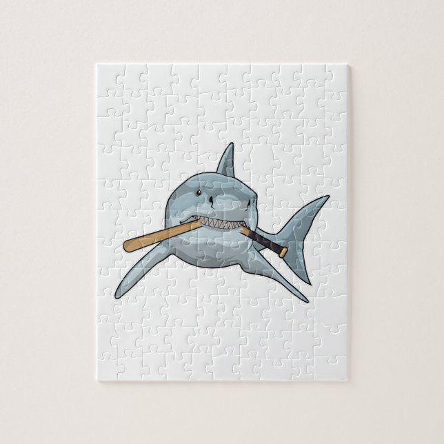 Shark at Baseball with Baseball bat Jigsaw Puzzle (Vertical)
