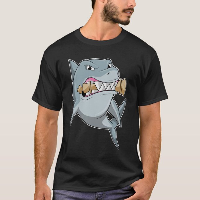 Shark at Chess with Chess piece King T-Shirt (Front)