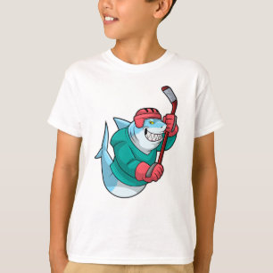 Shark at Ice hockey with Ice hockey stick & Helmet T-Shirt