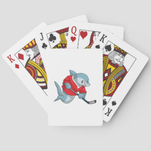 Shark at Ice hockey with Ice hockey stick Playing Cards