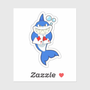 Shark at Poker with Poker cards