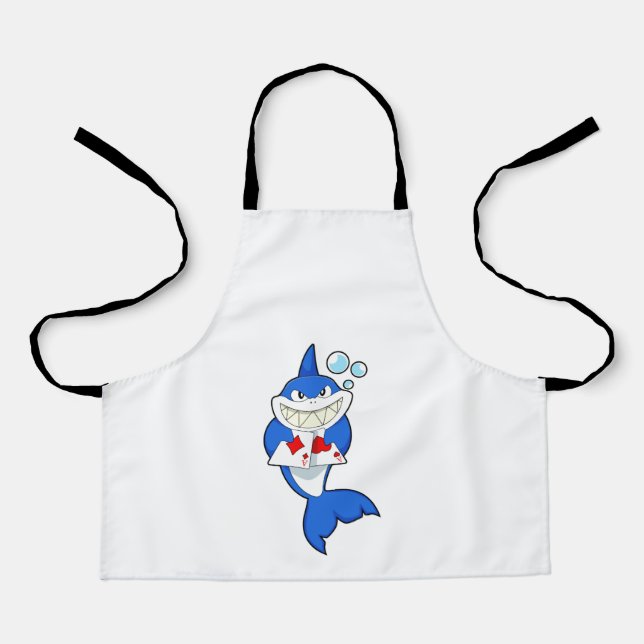 Shark at Poker with Poker cards Apron (Front)