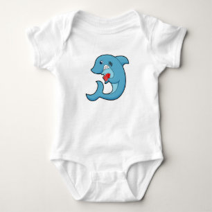 Shark at Poker with Poker cards Baby Bodysuit