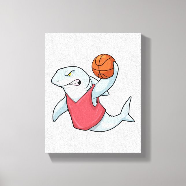 Shark at Sports with Basketball Canvas Print (Front)