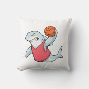 Shark at Sports with Basketball Throw Pillow