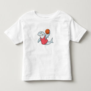 Shark at Sports with Basketball Toddler T-shirt