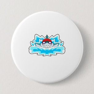 Shark at Swimming with Swimming goggles 3 Inch Round Button