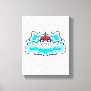 Shark at Swimming with Swimming goggles Canvas Print