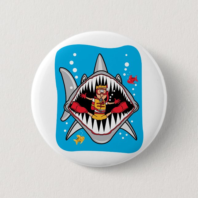 Shark Attack! 2 Inch Round Button (Front)