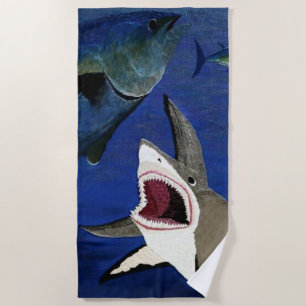 Shark attack beach towel