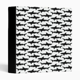 Shark Attack Black and White Sharks Pattern Binder