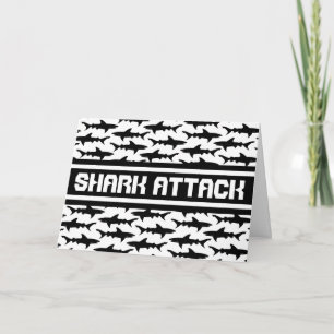 Shark Attack Black and White Sharks Pattern Card