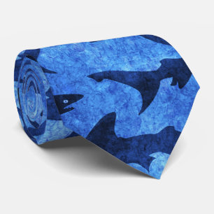 Shark Attack Deep Ocean Blue Big Sharks Tie