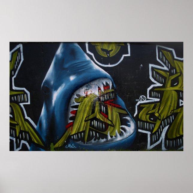 Shark attack graffiti poster (Front)