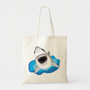 Shark Attack - Great White Shark Leaps from Waves Tote Bag