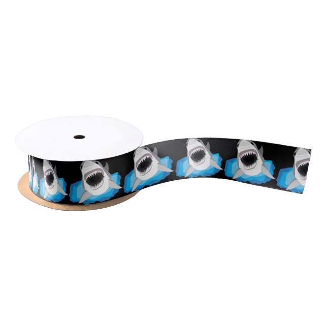 Shark Attack - Great White Shark Satin Ribbon (Spool)