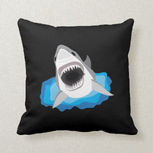 Shark Attack - Great White Shark Throw Pillow