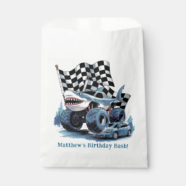 Shark Attack Monster Truck Birthday Bash Favour Bag (Front)