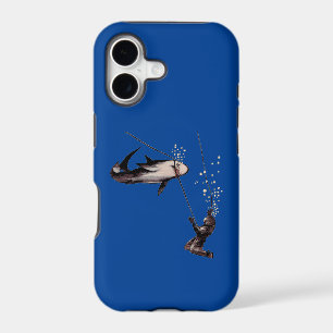 Shark Attack on a Vintage Helmet Diving Diver URM