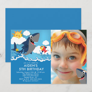 Shark Attack Pool Birthday Invitation