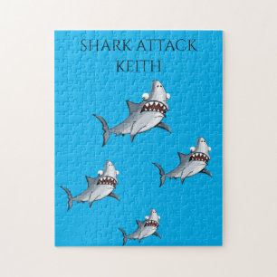 Shark attack puzzle with personalized name.