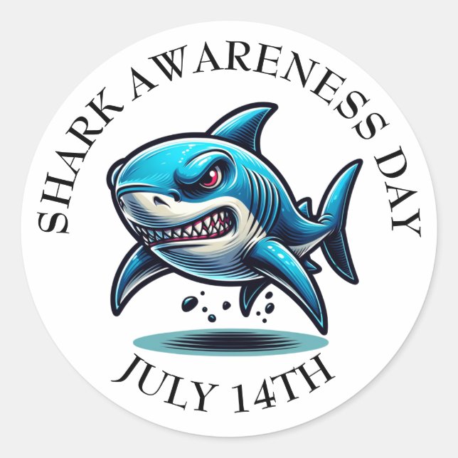 Shark Awareness Day is July 14th Classic Round Sticker (Front)