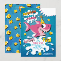Shark Baby Girl Birthday Party invitation