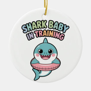 Shark Baby in Training Kids Ceramic Ornament