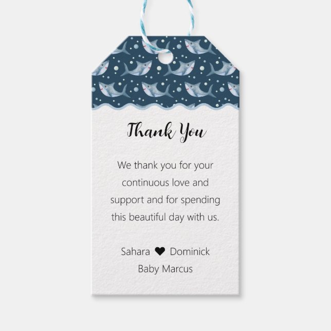 Shark Baby Shower Favour Tags (Front)